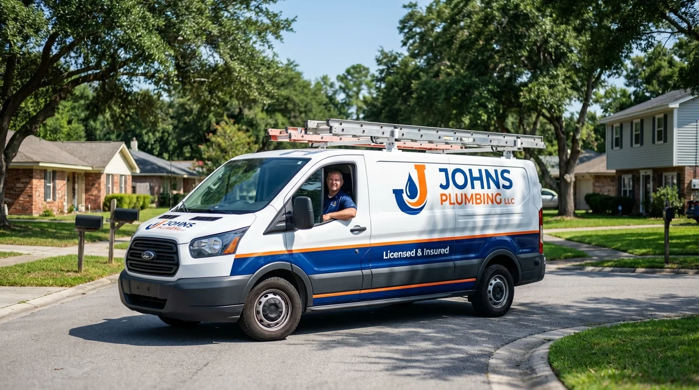 Johns Plumbing LLC service van in Carrollton, MI