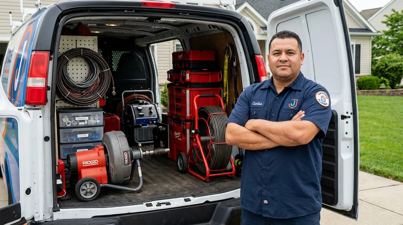 Professional drain cleaning equipment and Johns Plumbing LLC plumber in Carrollton